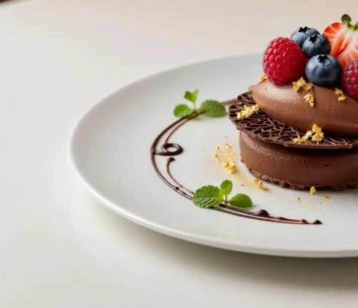 Gourmet desszert fine dining tálalásban