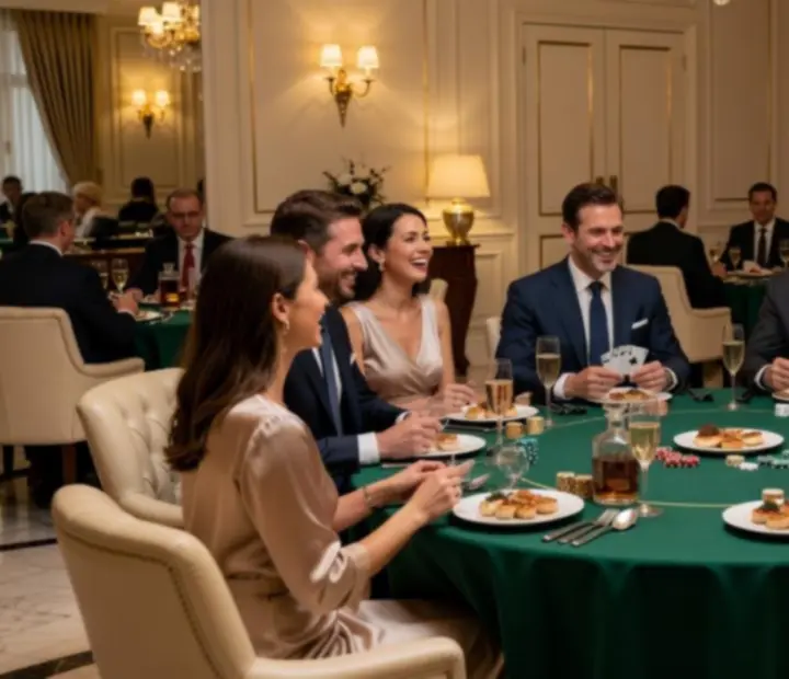 Vendégek offline póker esten fine dining fogásokkal