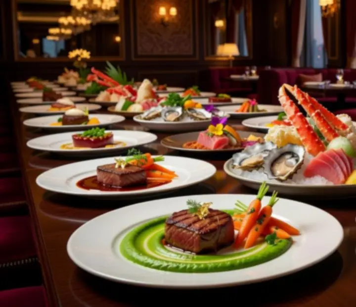 Fine dining fogások és elegáns éttermi enteriőr montázsa